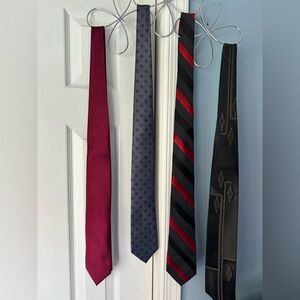 Multiples Men's Ties Set - Burgundy, Navy, Black and Red